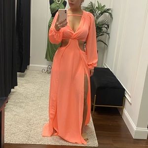 Long sleeve cut out maxi dress